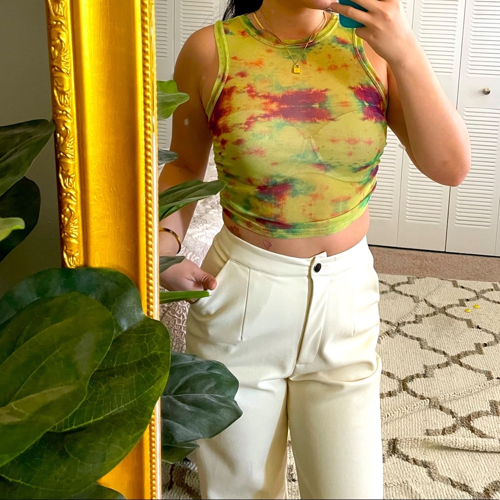 Tie dye mesh tank top